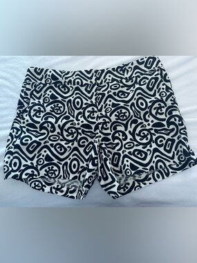 Ann Taylor Factory Black and White High-Waist Patterned Shorts